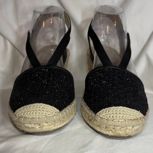 Anne Klein Aneesa Espadrille Wedge Sandals Black 9.5 - Picture 3 of 12